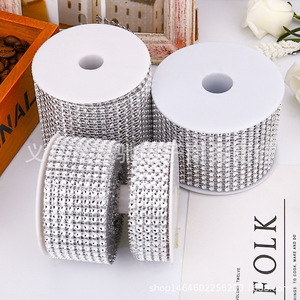 Rollo de malla de diamantes de imitación Stephen Chow, 24 filas, galvanizado al vacío, para accesorios de joyería DIY, ropa y manualidades - Product Image 1