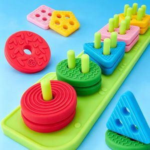 Bloques de Silicona para Bebés, Juguete Sensorial, Juguete de Clasificación y Apilamiento de Colores, Textura Suave, Juguete Educativo de Aprendizaje para Bebés - Product Image 2