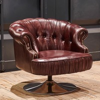 Fauteuil pivotant vintage de style mid-century avec boucle, en cuir véritable, motif tigre, pour salon, idéal pour fumer des cigares ou prendre le thé
