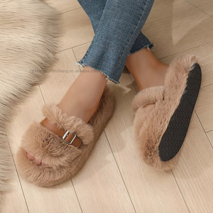 High Quality Customizable Corduroy <b>Slipper</b> for Women Men Fluffy Round Toe Heel for Summer Winter Seasons Direct Manufacturer - Product Image 6
