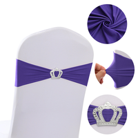 Bandes de chaise extensibles en spandex avec boucle en strass et bords surjetés pour la décoration de mariages, événements, banquets et hôtels