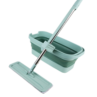 En gros, Seau à serpillière pliable commercial durable de grande capacité avec essoreuse mains libres et serpillière plate en microfibre pour le lavage et le nettoyage à sec
