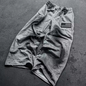 <span class=keywords><strong>Pantaloni</strong></span> Invernali in Felpa Francese con Lavaggio Acido, Gamba Larga Svasata, Effetto Vintage, Personalizzabili, Grigio, in Pile Tecnico - Product Image 3