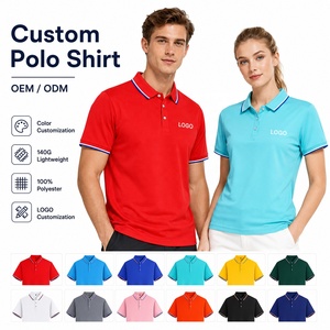 เสื้อโปโลปักโลโก้ตามสั่ง ชายหญิง ผ้าโพลีเอสเตอร์ 100% แห้งเร็ว 140GSM ขอบเสื้อตัดสี รับผลิตตามแบบ ยูนิฟอร์มบริษัท ขายส่ง OEM - Product Image 1