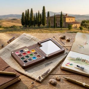 Mini paleta de acuarela de nogal de 15 compartimentos, kit de arte portátil de madera para viajes y otros materiales de arte - Product Image 6