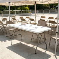 Table à manger pliable moderne en plastique robuste, table portable d'extérieur pour banquet, pique-nique, camping et fêtes