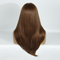Perruques casher sans colle, avec dessus en dentelle marron, cheveux humains blonds longs européens, perruque juive double densité
