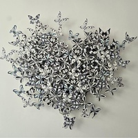 Décoration murale en acier inoxydable rose Art Déco créative, sculpture de papillon, 90x105cm, décoration intérieure pour la maison et le bureau