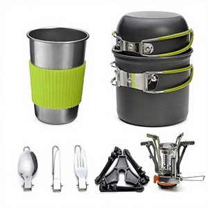 Ensemble de cuisine d'extérieur 12 pièces 1-2L, kit de cuisinière de camping portable et léger pour la randonnée et les voyages - Product Image 2
