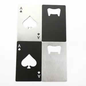 Kartu bermain Poker Ace pembuka botol bir baja tahan karat pembuka botol siap kirim Logo paket kustom OEM