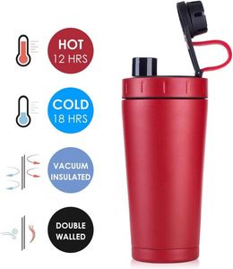 Shaker <b>Bottle</b> Stainless Steel Insulated <b>Protein</b> Shaker <b>Bottle</b> Keeps Cold/Hot Double Walled Shaker Leak Proof 20-Ounce - Red - Product Image 5