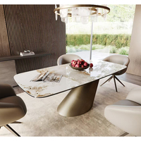 Ensemble de table à manger en pierre frittée au design unique, minimaliste et moderne, 4, 6 ou 8 places pour salle à manger