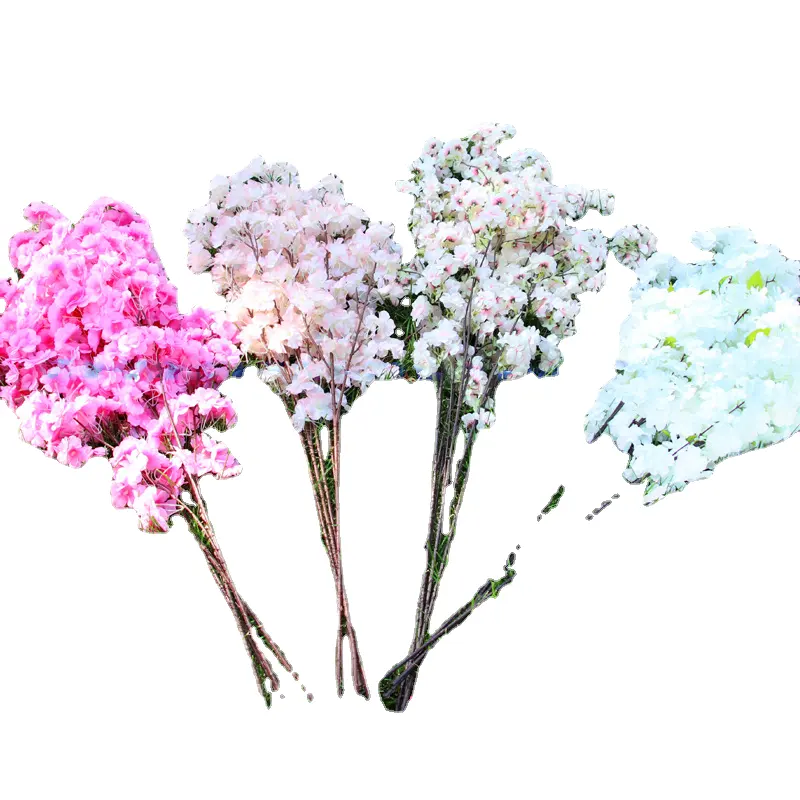 सीएक्सक्यूडी सिमुलेशन फूल चेरी ब्लॉसम शाखा 4 शाखाएं 3 नाशपाती आड़ू शादी की सजावट