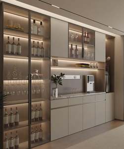 Meuble de rangement à vin moderne et luxueux, panneau en bois, mobilier d'intérieur, bar à vin élégant, présentoir pour salon et salle à manger - Product Image 3