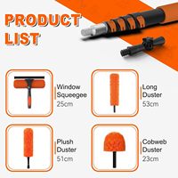 Kit de Plumero Extensible de 7.2m, Profesional, con Barra Telescópica, Mango Largo, Lavable, para Ventanas, Telarañas, Techos y Ventiladores
