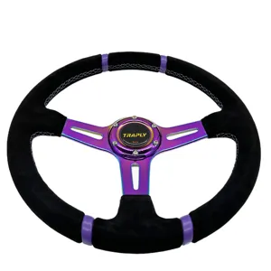 350 MM universel daim cuir violet galvanoplastie support dérive voiture de sport volant