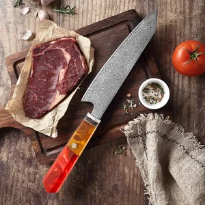 树脂和刀柄8英寸日本67层大马士革钢厨师Gyuto刀