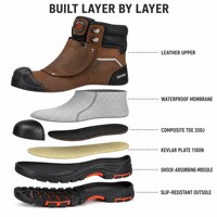 Chaussures de sécurité mi-montantes AIMVVSEC imperméables, chaudes pour l'hiver, résistantes aux perforations, antidérapantes, avec embout en acier pour la construction et l'usine