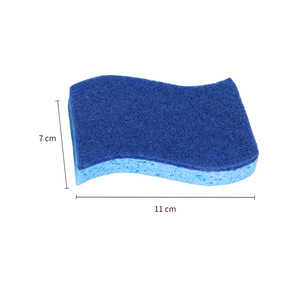 Éponge de nettoyage en pulpe de coton de type S à 2 couches, bleue, sûre pour plusieurs surfaces, pour la vaisselle et la cuisine - Product Image 5