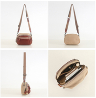 Tas Selempang Kecil Wanita Model Vintage dari Kanvas dan Kulit Asli untuk Sehari-hari