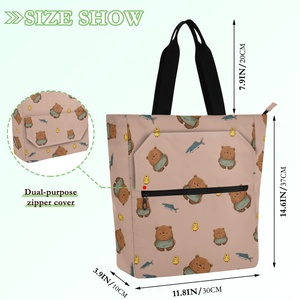 Hawaiian Lifestyle Custom <b>Cute</b> <b>Bear</b> Book Bag Reusable Large Capacity Shoulder Bags Hand Shopping Bag for Book Class Knapsack - Product Image 2