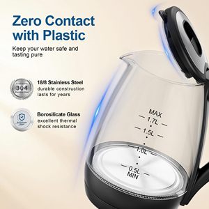 Bouilloire Électrique en Verre OEM 1,8 L 1500 W à Ébullition Rapide avec LED et Arrêt Automatique, Logo Personnalisé pour Hôtels et Restaurants (Vente en Gros) - Product Image 5