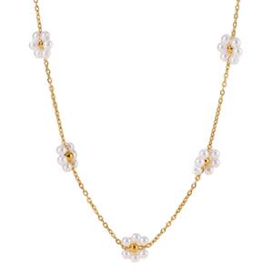 الفولاذ المقاوم للصدأ مطلية بالذهب زهرة ديزي قلادة اللؤلؤ مطرز قلادة اللؤلؤ صغيرة قلادة قلادة اللؤلؤ المرأة قلادة اللؤلؤ - Product Image 6