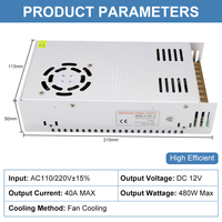 Alimentation à découpage numérique ESann 480W 0-13A avec affichage numérique, tension et limite de courant réglables