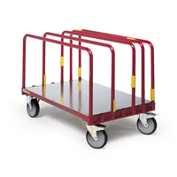 Chariot de manutention industriel robuste à quatre roues en acier au carbone avec cadre thermolaqué et poignées multiples OEM
