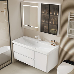 ตู้ห้องน้ำอัจฉริยะทันสมัยพร้อมอ่างล้างหน้าเซรามิกแบบฝังในตัว - Product Image 4