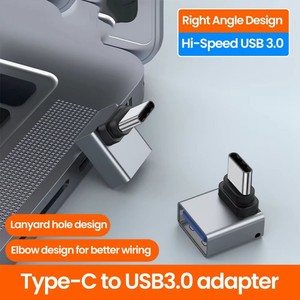 2026 <b>Type</b> <b>C</b> Male to <b>Usb</b> 3.0 Female <b>Adapter</b> 90 Degrees Right Angled Extension Connector for Laptop Tablet U-disk - Product Image 4