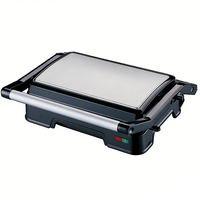 Grill panini HUAQI 2 tranches 850W, en aluminium moulé sous pression, double puissance, voyant lumineux, plaque antiadhésive PTFE 23x14,5cm, 180°