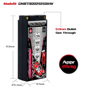 Batterie LiPo GNB GAONENG 7300MAH 2S HV 7.6V 150C KYOSHO Inferno MP10e XRAY XB8E SWORKZ S354e EVO Serpent COBRA SRX8e SPARKO F8E - Product Image 3