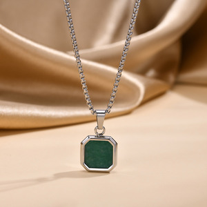 Nuevo estilo declaración hombres collar Acero inoxidable Bolo cadena no deslustre piedra niño collar - Product Image 3