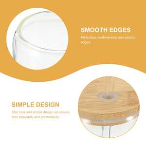 ขวดเครื่องดื่มแก้วใสทรงกระป๋องพร้อมฝาไม้ไผ่สำหรับชงกาแฟเย็นขนาด16ออนซ์จากสหรัฐอเมริกา - Product Image 5