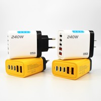 Pengisi Daya Cepat Multi-Port 240W GaN 3PD Dual USB-C/USB-A dengan Lampu dan Output 5V/2.4A untuk Ponsel (EU/US)