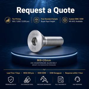 Tornillo <span class=keywords><strong>Allen</strong></span> de Cabeza Plana CSK Marino 316 M5 M6 M8 M10 M12, Tornillo de Cabeza Hexagonal DIN7991 A4-80 Resistente al Agua de Mar - Product Image 6