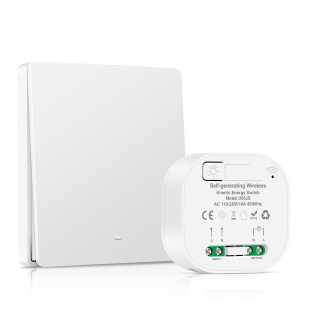 Touchmi RF 433 No Battery Remote Control Switch Wall Light Kinetic Switch Receiver Transmitter Self Powered Wireless Switch