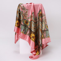 Foulard carré en polyester motif cachemire classique européen et américain pour femme, tendance et polyvalent, 90 cm, été, transfrontalier