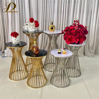Socle de table de dessert de mariage en acier inoxydable doré et argenté de luxe pour la décoration d'événements, banquets et fêtes