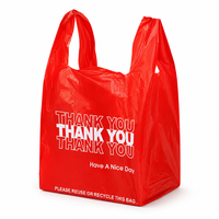 Sacs gilet rouges imprimés en héliogravure avec soufflet latéral, imperméables, avec message « Have a Nice Day » et rappel de réutilisation/recyclage pour l'emballage de détail