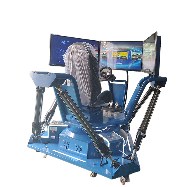 LeaderDream Car Driving 6 Dof 3-Screen Motion Hydraulic Cockpit Seat Racing Simulator With Pedals Steering Wheel