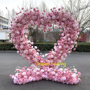 Proposta fatta a mano decorazione cuore rosa fiore arco decorazione a forma di cuore fiori sfondo matrimonio arco floreale per san valentino - Product Image 4