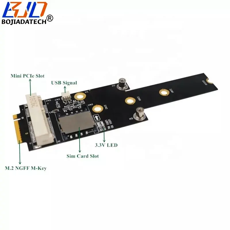 M.2 NGFF M-와이파이 BT 모듈/4G GSM LTE 모뎀용 SIM 카드 홀더 슬롯이 있는 미니 PCI-E PCIe 무선 어댑터 라이저 카드의 키