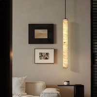 Luminaire suspendu moderne en albâtre à tube long, lampe suspendue linéaire à LED, structure métallique pour îlot de cuisine, salle à manger, décoration intérieure
