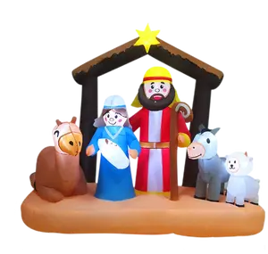 10ft led christmas celebration air blown inflatable holy family nativity scene model