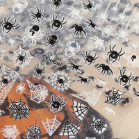 Autocollants pour ongles tendance Halloween : Crâne, araignée, citrouille – Décoration 3D auto-adhésive lumineuse pour nail art
