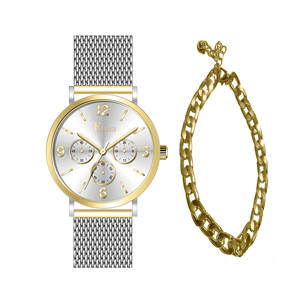 Ensemble de bracelet de montre pour homme Edge Forged, alliage en acier inoxydable, bracelet en maille, cadran en verre, mouvement à quartz, accessoire de mode pour les affaires et les soirées - Product Image 1