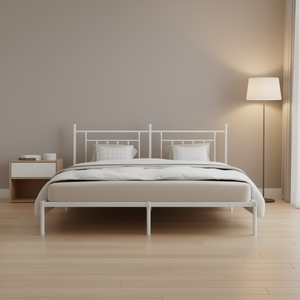 โครงเตียงเหล็กเคลือบสีขาว 76 X 80 นิ้ว เตียงโลหะ ดีไซน์เรียบง่าย เฟอร์นิเจอร์ห้องนอน รุ่น D0100H7KXHP - Product Image 2