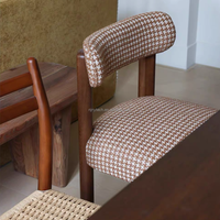Chaise de salle à manger vintage style hôtel, restaurant, café, marron, pour salon, maison, avec structure en bois et tissu, chaise de loisirs